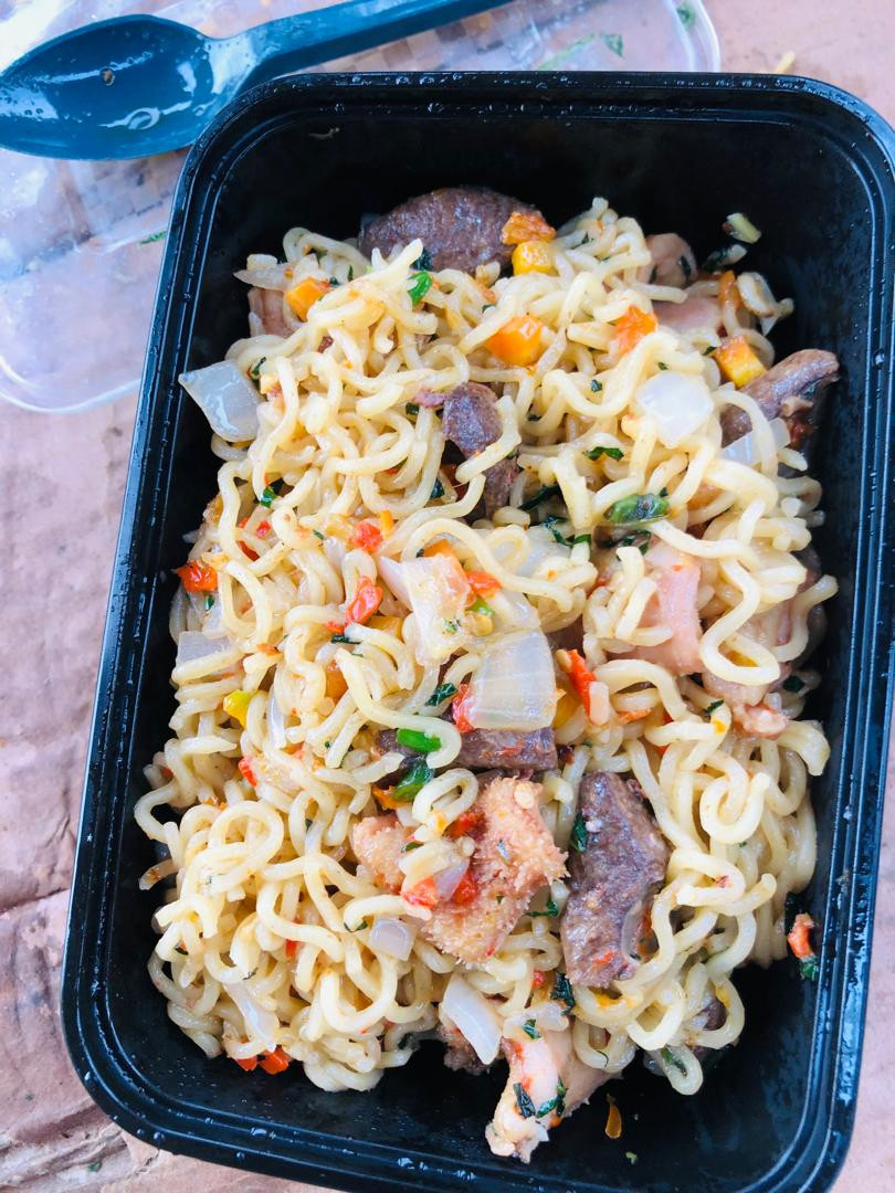 fried noodles and assorted